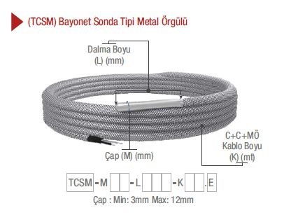 EMKO TCSM BAYONET TİP K TİPİ METAL ÖRGÜ KABLO TERMOKUPLLAR